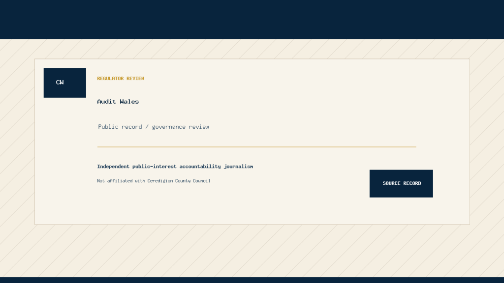 Neutral document-style visual for an Audit Wales regulator review record.